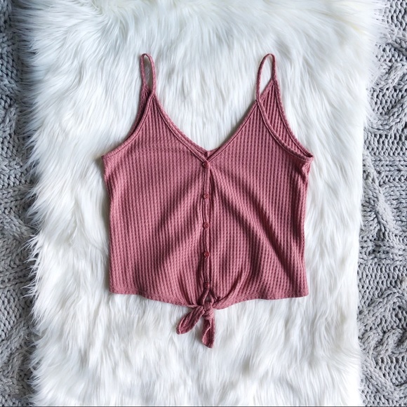 Urban Outfitters Tops - Pink button down tie front tank top